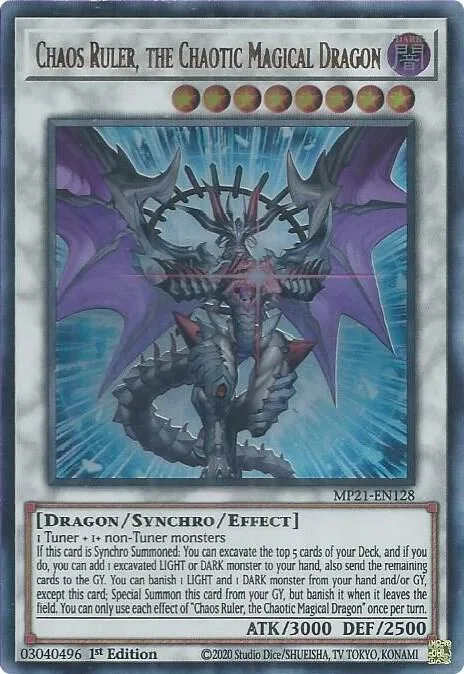 Chaos Ruler, the Chaotic Magical Dragon MP21-EN128 Yu-Gi-Oh card from 2021 Tin of Ancient Battles