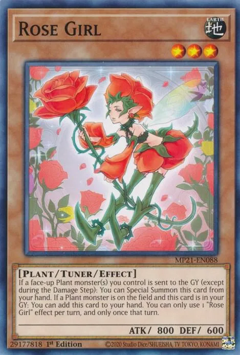 Rose Girl MP21-EN088 Yu-Gi-Oh card from 2021 Tin of Ancient Battles