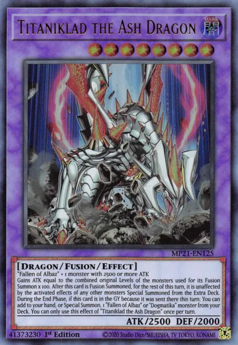 Titaniklad the Ash Dragon MP21-EN125 Yu-Gi-Oh card from 2021 Tin of Ancient Battles