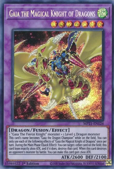 Gaia the Magical Knight of Dragons MP21-EN124 Yu-Gi-Oh card from 2021 Tin of Ancient Battles