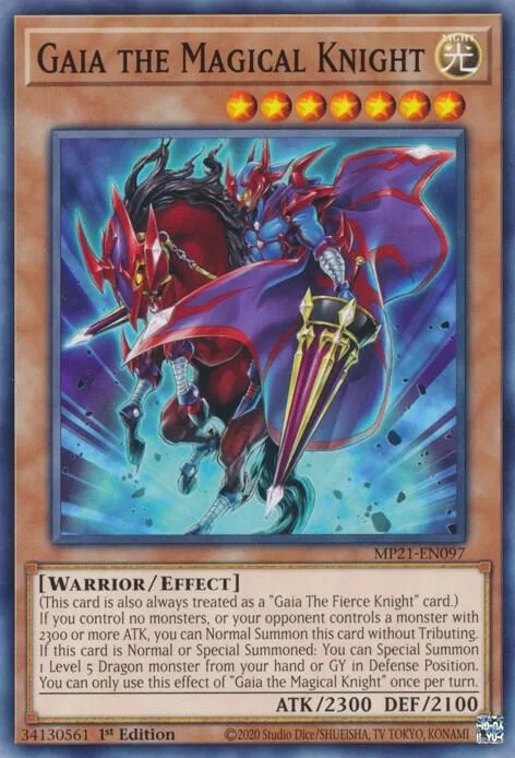 Gaia the Magical Knight MP21-EN097 Yu-Gi-Oh card from 2021 Tin of Ancient Battles