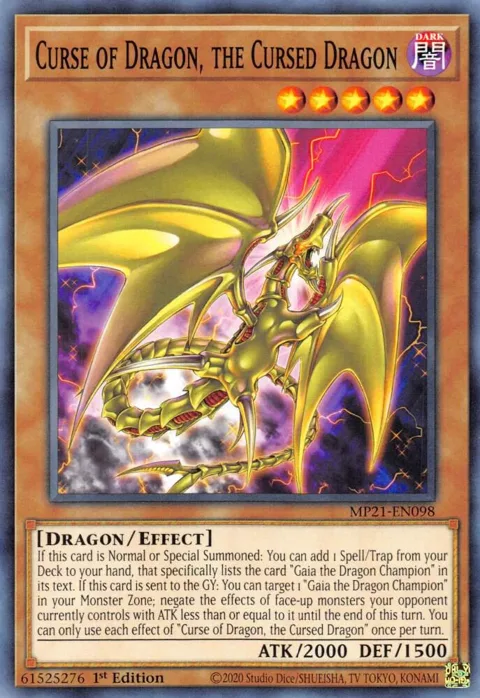 Curse of Dragon, the Cursed Dragon MP21-EN098 Yu-Gi-Oh card from 2021 Tin of Ancient Battles