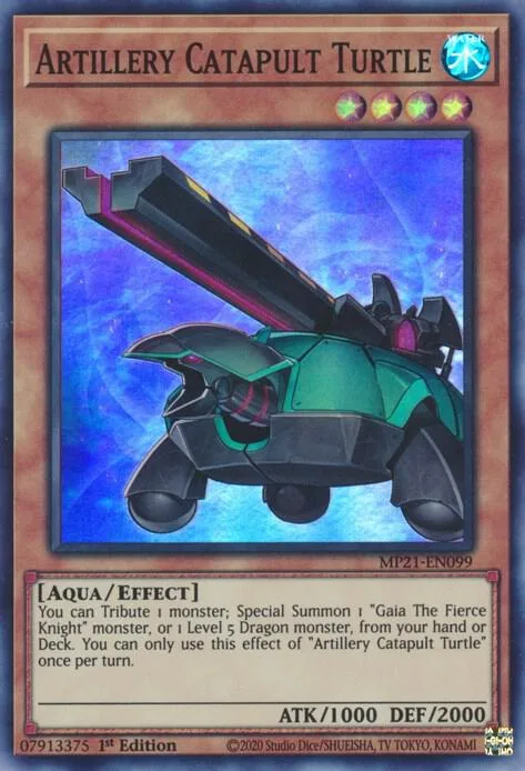 Artillery Catapult Turtle MP21-EN099 Yu-Gi-Oh card from 2021 Tin of Ancient Battles