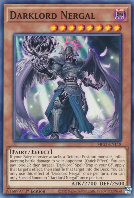 Darklord Nergal MP21-EN119 Yu-Gi-Oh card from 2021 Tin of Ancient Battles