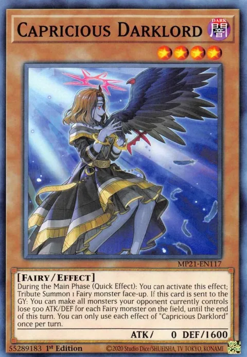Capricious Darklord MP21-EN117 Yu-Gi-Oh card from 2021 Tin of Ancient Battles