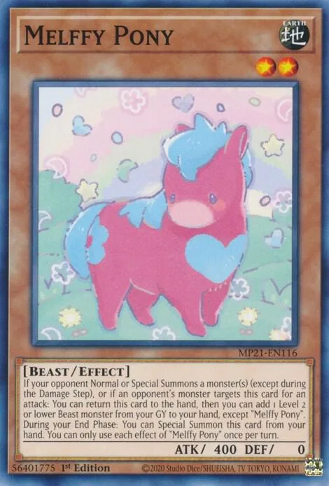 Melffy Pony MP21-EN116 Yu-Gi-Oh card from 2021 Tin of Ancient Battles