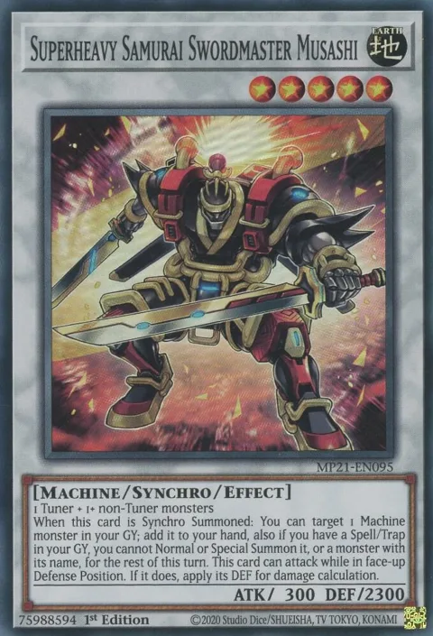 Superheavy Samurai Swordmaster Musashi MP21-EN095 Yu-Gi-Oh card from 2021 Tin of Ancient Battles