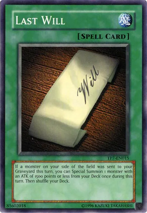 Last Will TP7-EN015 Yu-Gi-Oh card from Tournament Pack 7