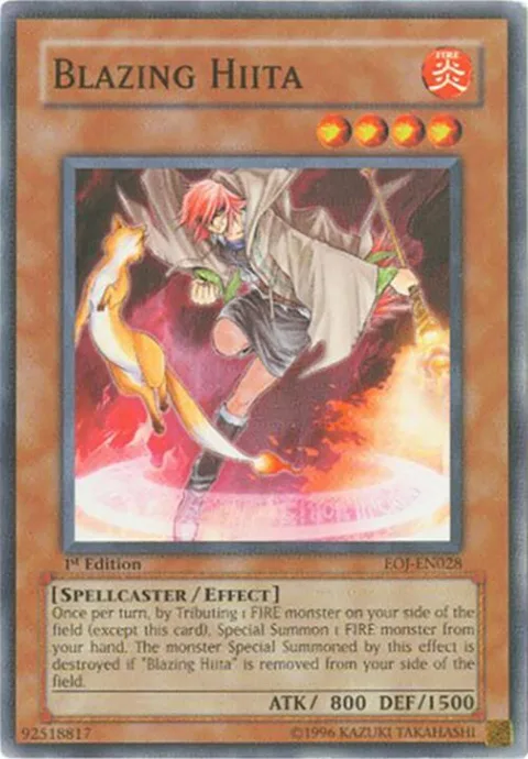 Blazing Hiita EOJ-EN028 Unlimited Yu-Gi-Oh card from Enemy of Justice
