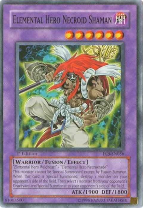 Elemental Hero Necroid Shaman EOJ-EN036 Unlimited Yu-Gi-Oh card from Enemy of Justice