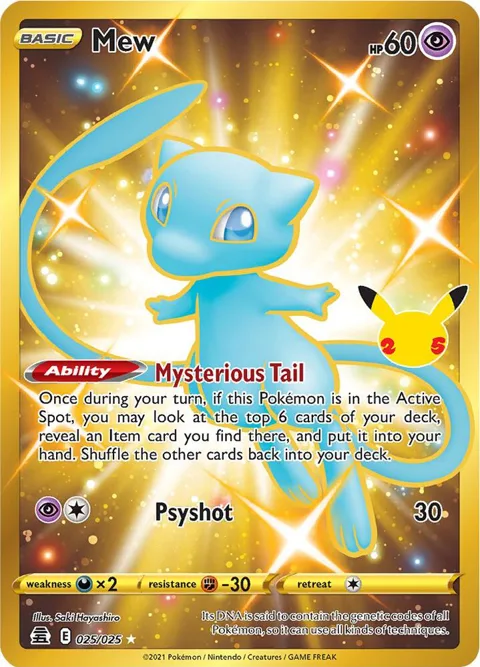 Mew Secret Rare #025/025 Holofoil Pokémon card from Celebrations