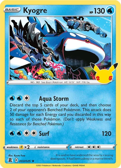Kyogre #003/025 Holofoil Pokémon card from Celebrations