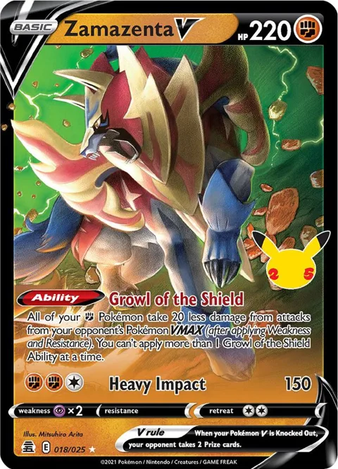 Zamazenta V #018/025 Holofoil Pokémon card from Celebrations