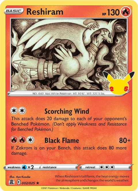 Reshiram #002/025 Holofoil Pokémon card from Celebrations