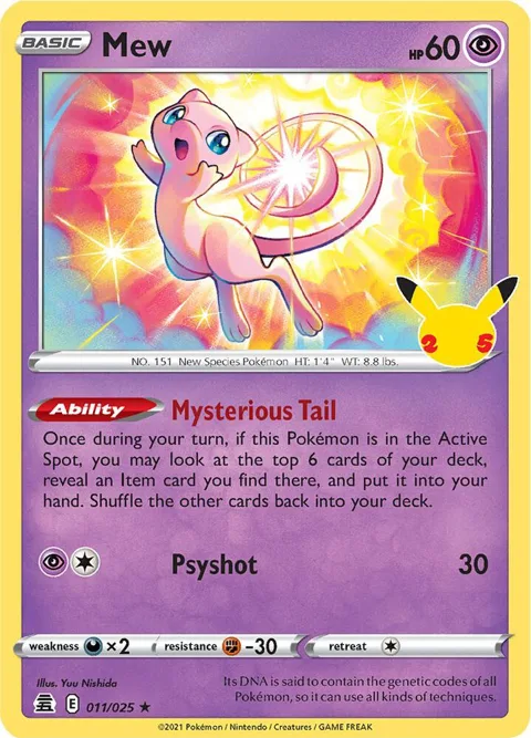 Mew #011/025 Holofoil Pokémon card from Celebrations