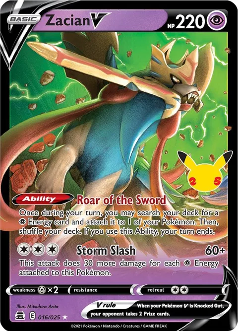 Zacian V #016/025 Holofoil Pokémon card from Celebrations