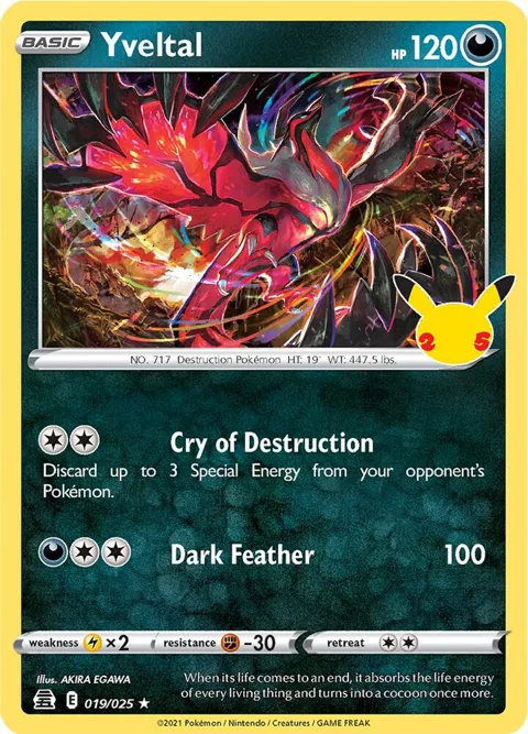 Yveltal #019/025 Holofoil Pokémon card from Celebrations