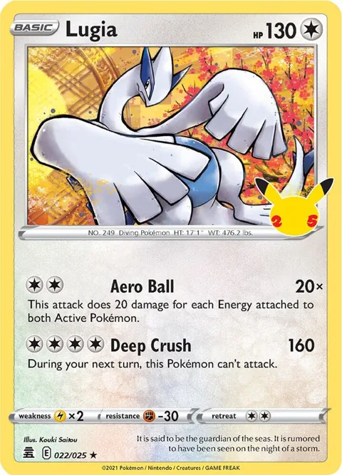 Lugia #022/025 Holofoil Pokémon card from Celebrations