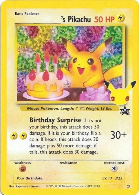 ______'s Pikachu #24/53 Holofoil Pokémon card from Celebrations: Classic Collection