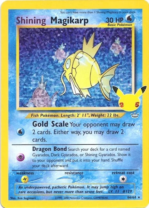 Shining Magikarp #66/64 Holofoil Pokémon card from Celebrations: Classic Collection