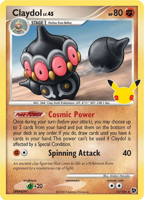 Claydol #15/106 Holofoil Pokémon card from Celebrations: Classic Collection
