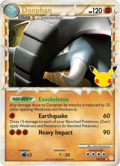 Donphan Prime #107/123 Holofoil Pokémon card from Celebrations: Classic Collection