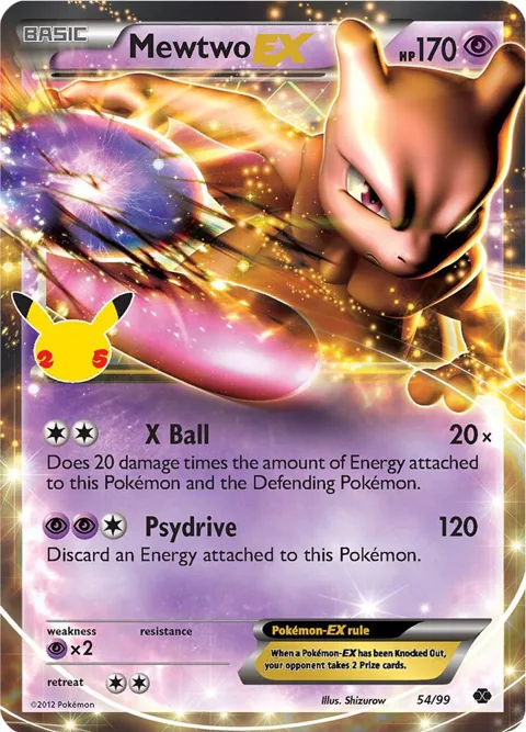Mewtwo EX #54/99 Holofoil Pokémon card from Celebrations: Classic Collection