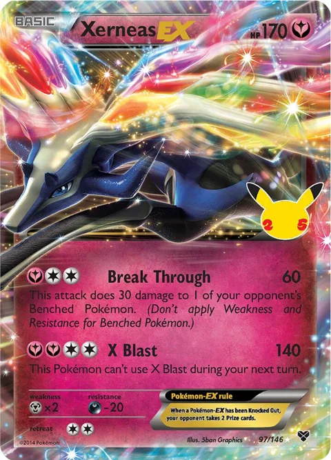 Xerneas EX #97/146 Holofoil Pokémon card from Celebrations: Classic Collection