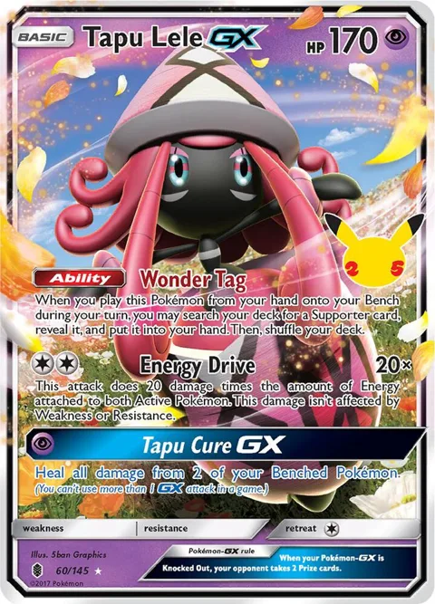 Tapu Lele GX #60/145 Holofoil Pokémon card from Celebrations: Classic Collection