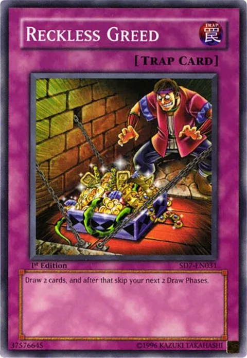 Reckless Greed SD7-EN031 1st Edition Yu-Gi-Oh card from Structure Deck: Invincible Fortress