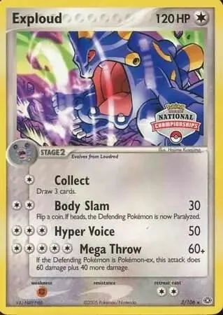 Exploud - 3/106 National Championships #003/109 Pokémon card from League & Championship Cards