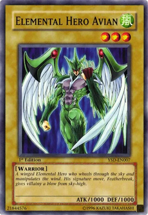Elemental Hero Avian YSD-EN007 1st Edition Yu-Gi-Oh card from Starter Deck 2006