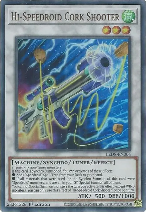 Hi-Speedroid Cork Shooter LED8-EN004 Yu-Gi-Oh card from Legendary Duelists: Synchro Storm
