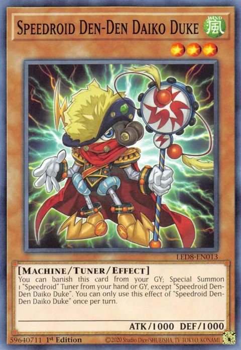 Speedroid Den-Den Daiko Duke LED8-EN013 Yu-Gi-Oh card from Legendary Duelists: Synchro Storm