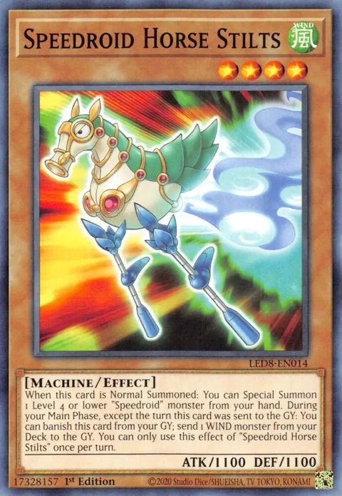 Speedroid Horse Stilts LED8-EN014 Yu-Gi-Oh card from Legendary Duelists: Synchro Storm