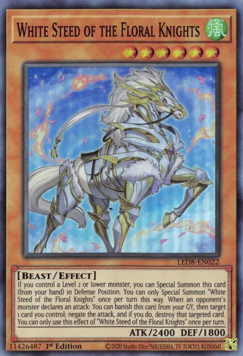 White Steed of the Floral Knights LED8-EN022 Yu-Gi-Oh card from Legendary Duelists: Synchro Storm