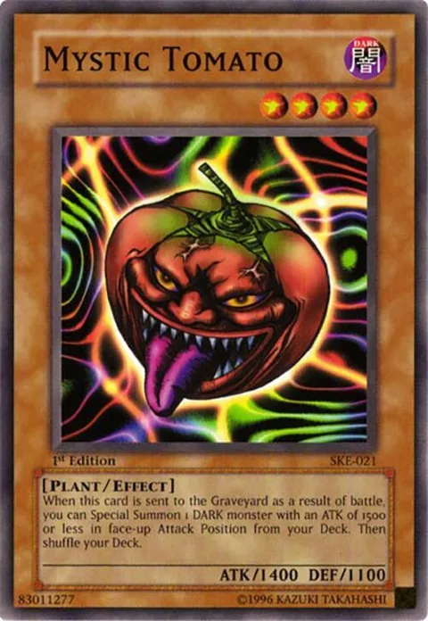 Mystic Tomato SKE-021 1st Edition Yu-Gi-Oh card from Starter Deck: Kaiba Evolution