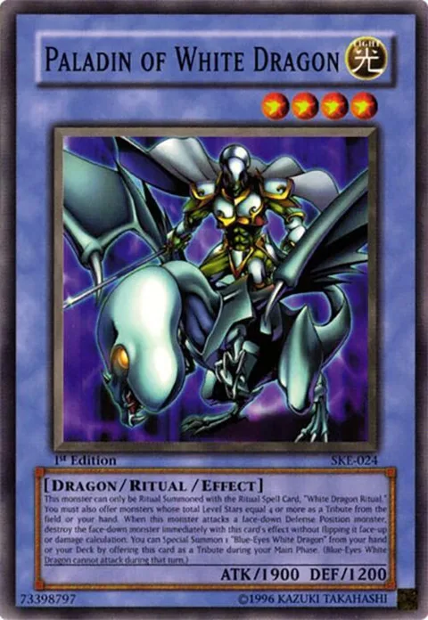 Paladin of White Dragon SKE-024 Unlimited Yu-Gi-Oh card from Starter Deck: Kaiba Evolution