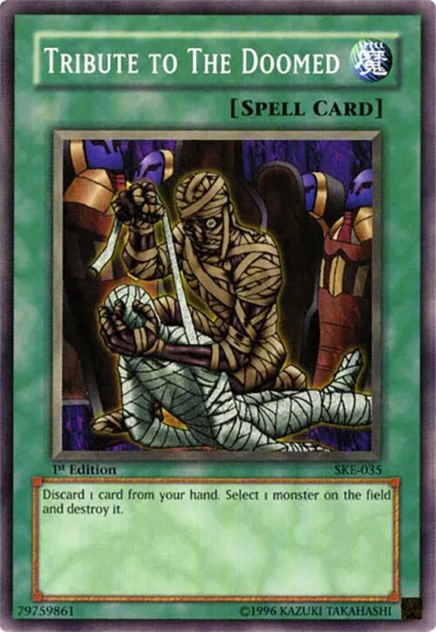 Tribute to The Doomed SKE-035 1st Edition Yu-Gi-Oh card from Starter Deck: Kaiba Evolution