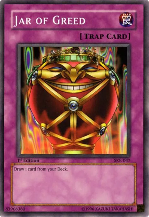 Jar of Greed SKE-047 1st Edition Yu-Gi-Oh card from Starter Deck: Kaiba Evolution