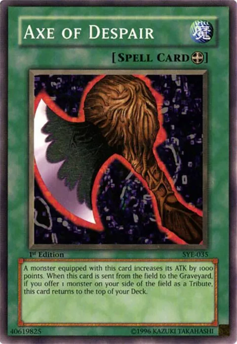 Axe of Despair SYE-035 1st Edition Yu-Gi-Oh card from Starter Deck: Yugi Evolution