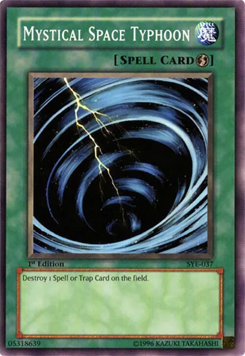 Mystical Space Typhoon SYE-037 1st Edition Yu-Gi-Oh card from Starter Deck: Yugi Evolution