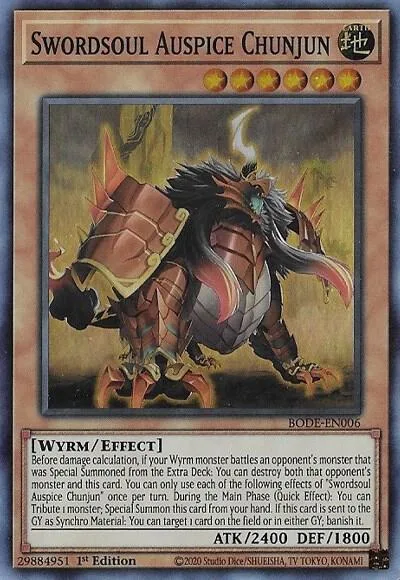 Swordsoul Auspice Chunjun BODE-EN006 Yu-Gi-Oh card from Burst of Destiny