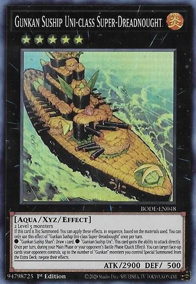 Gunkan Suship Uni-class Super-Dreadnought BODE-EN048 Yu-Gi-Oh card from Burst of Destiny