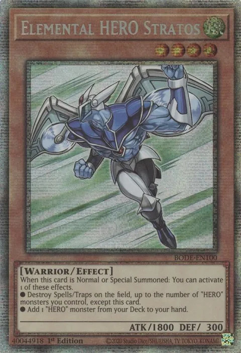 Elemental HERO Stratos Starlight Rare BODE-EN100 Yu-Gi-Oh card from Burst of Destiny