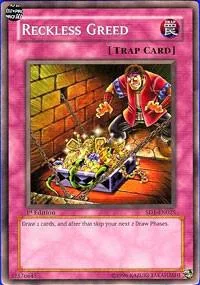 Reckless Greed SD1-EN025 1st Edition Yu-Gi-Oh card from Structure Deck: Dragon's Roar
