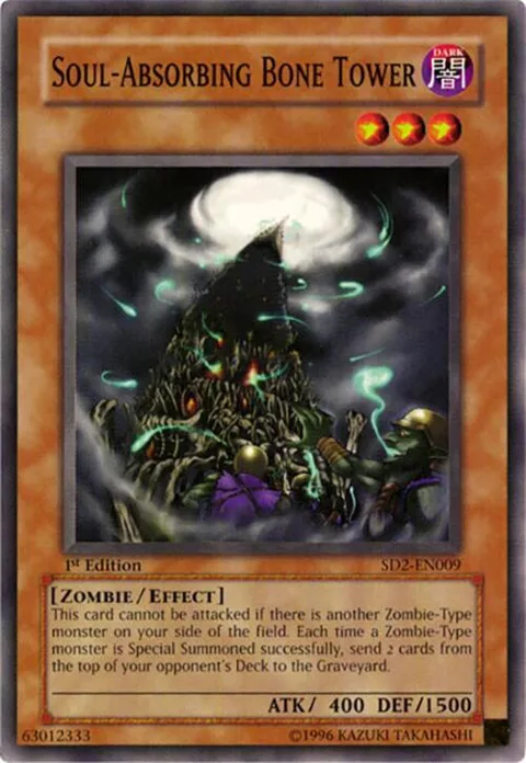 Soul-Absorbing Bone Tower SD2-EN009 1st Edition Yu-Gi-Oh card from Structure Deck: Zombie Madness