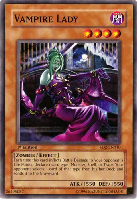 Vampire Lady SD2-EN010 Yu-Gi-Oh card from Structure Deck: Zombie Madness