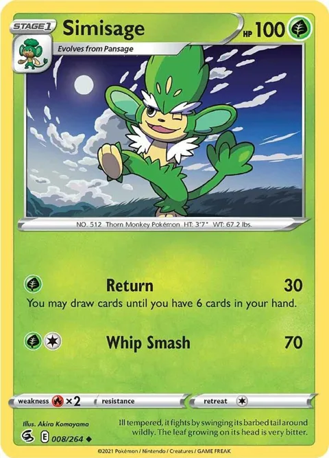 Simisage #008/264 Pokémon card from Fusion Strike