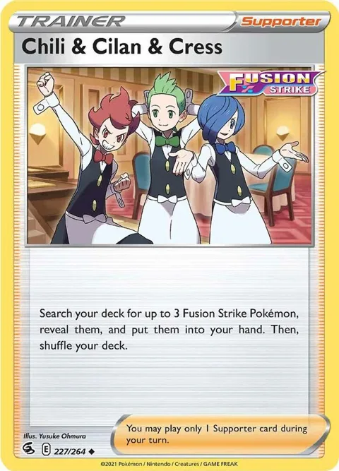 Chili & Cilan & Cress #227/264 Pokémon card from Fusion Strike